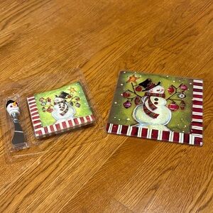 NWOT Holiday Snowman Party Appetizer Set
